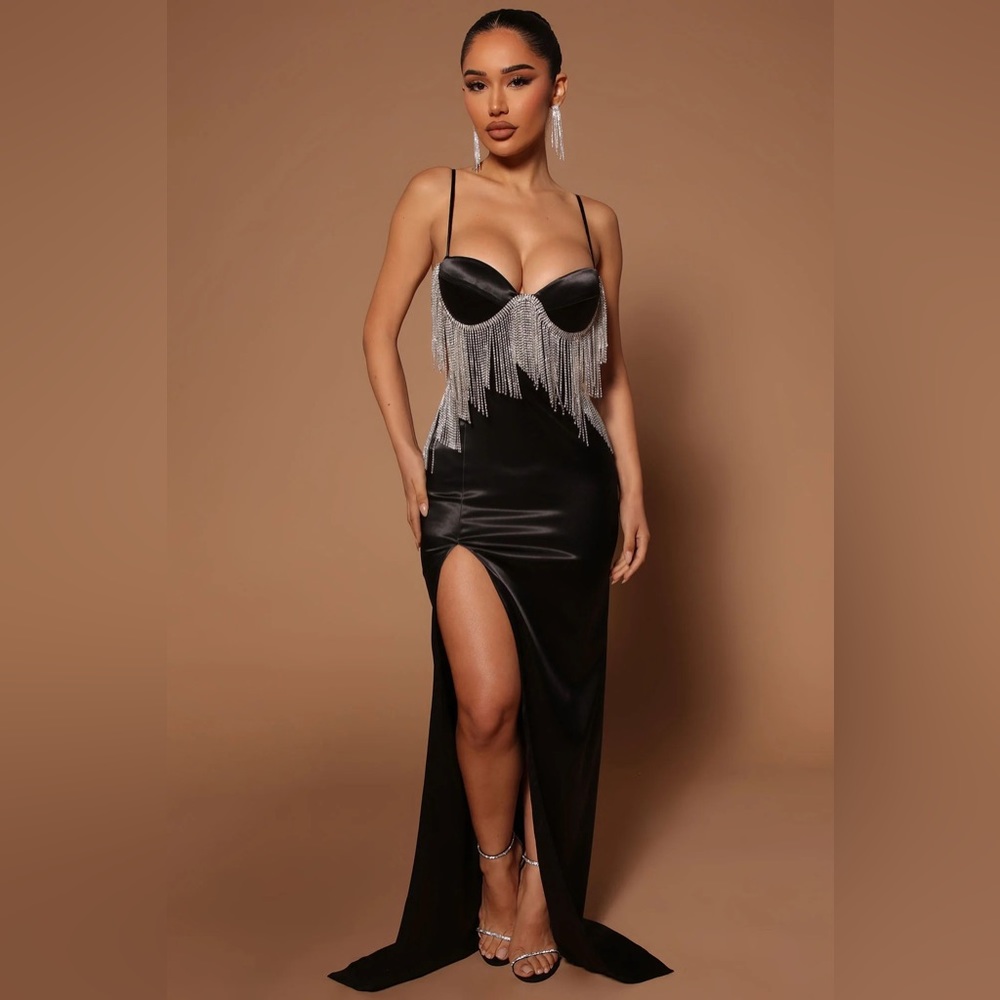 Black embellished maxi gown